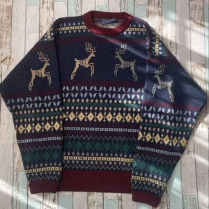 Pendleton Wool Knit Sweater 70s USA Made Nordic Pattern Men M style - Picture 1 of 10