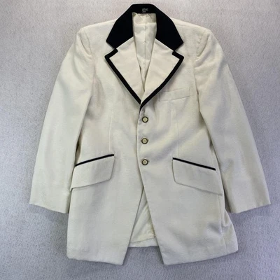 Vintage After Six Tuxedo Jacket Mens 38 Short Ivory Black Trim Dinner Prom 80s - Image 1 of 4