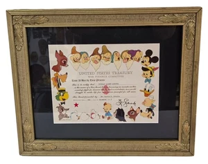 Vintage 1945 Walt Disney US Treasury War Bond Framed Original - Picture 1 of 8
