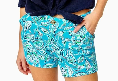 Pantalones Cortos Lilly Pulitzer Callahan Tejidos "Turquoise Oasis" Talla 16 - 5′′ Entrepierna Nuevos con Etiquetas Foto 1 de 4