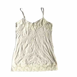 Y2K Maurices Womens Large Cami Tank Top Ivory Crinkle Lace Trim Fairycore Boho - Picture 1 of 8