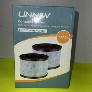 LINNIW 2er Pack 4 in 1 True HEPA-Filter für MK06, MK01, DHJ01, EPI080, EP1080, MJ001H - Bild 1 von 4
