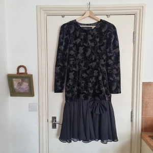 Discovery Gold Vintage Größe 14 Tüll Abschlussball Samt schwarz Kleid Made in Australia - Bild 1 von 9
