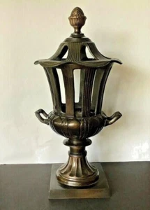 Vintage Heavy 11.8 LBS Large 18” Tall Bronze Metal Urn Handled w/Lid - Picture 1 of 8