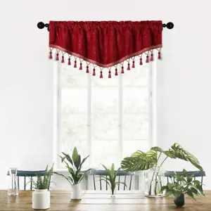 Double-Sided Chenille Window Curtains Tier for Kitchen,52X18,Rod Pocket, Burgund - Picture 1 of 8