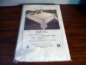 Vintage Quaker Lace Ardsley White, 64" X 84" Oval Tablecloth USA 818 NOS 1960s - Picture 1 of 4