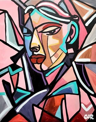 EXPRESIONISMO CORBÉLICO 16X20 DAMA ESPAÑOLA CUBISTA BELLAS ARTES HOGAR INTERIORISMO Foto 1 de 4