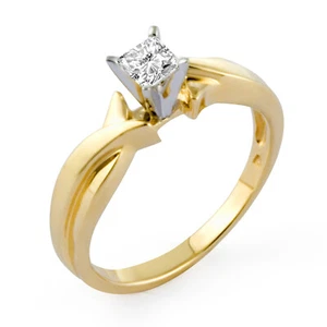0.51 Ct Princess Diamond G VS2 Solitaire Engagement Bridal Ring 14k Yellow Gold  - Picture 1 of 2