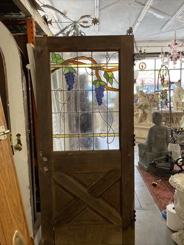 Spanish Farmhouse Style Door With Stainglass grapes￼ 79 X35.75 Cover