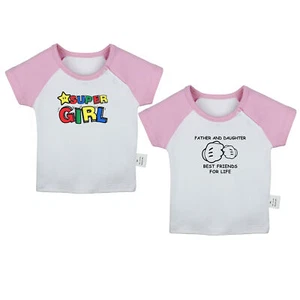 Father Daughter Best Friends For Life & Super Girl Baby T-shirt Graphic Tee Tops - Bild 1 von 39
