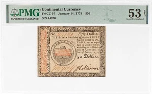 Fr. CC-97,  January 14, 1779, $50 Continental Currency, "Perennis", PMG 53EPQ - Picture 1 of 5