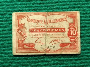 BILLET BELGIQUE D'URGENCE - 10 Centimes - Willebroek 1917 - Imagen 1 de 2