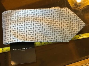 Atlas Design Tie New Grey White Classic Pattern Smart Fashion Tie 100% Silk - Picture 1 of 2