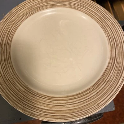 set Of 3 Sakura 8” Bread / Salad Plates “mocha Swirl” pattern Brown Lines - Image 1 of 4