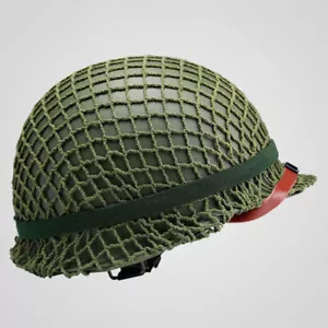 WW2 US M1 Army Replica Helmet Net Paratrooper Coarse Cotton Net Cover Mud Color - Picture 1 of 2