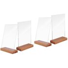  4 Pcs Wood Signs Welcome Acrylic Table Card Double Sided Display Stand