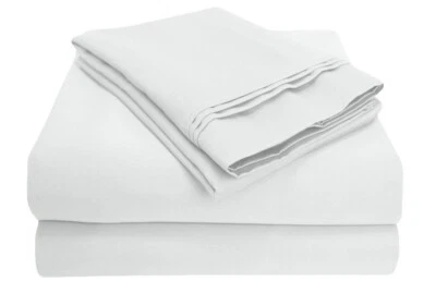 Luxor Impressions 100% Egyptian Cotton Sheet Set 1000 TC ~ Full ~ White **NEW** — 第 1/2 张图片