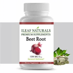 iLeafNaturals Beet Root Organic Whole-Food Powder - 1200 MG Veggie Capsules - Picture 1 of 8