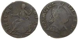 Gran Bretagna - 1/2 penny 1775 - Giorgio III - Foto 1 di 3