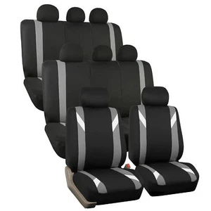 Gray and Black Premium Modernistic Auto SUV Seat Covers 3 Row Set - Bild 1 von 5