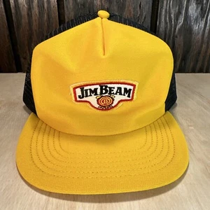Vintage Jim Beam Bourbon Trucker Mütze Snapback Cap 80er schwarz gelb gold whiskey - Bild 1 von 12