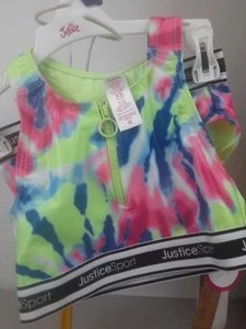 Justice Lime Print Longline Zip Bikini 2 Piece Swimsuit Size XS - New  (67) - Picture 1 of 12