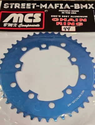 MCS CHAINRING BMX BIKE SPROCKET 44t BLUE USA GT Haro SE Racing Redline JMC new - Image 1 of 2