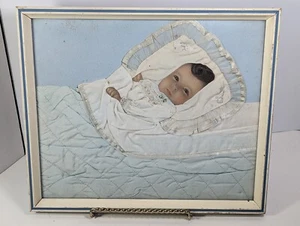 Victorian Style Art Mourning Memorial Baby Framed Picture Heavens Gift Vintage - Picture 1 of 6
