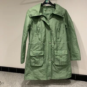 Per Una green shower resistant fleece lined Jacket size 10 Detachable Hood VGC - Picture 1 of 7