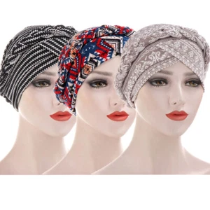 3 Piezas Mujeres Damas Turbante Hiyab Trenzas Sombreros Musulmanes Prendas para la Cabeza Quimio Gorras Cubierta Envolvente - Imagen 1 de 6