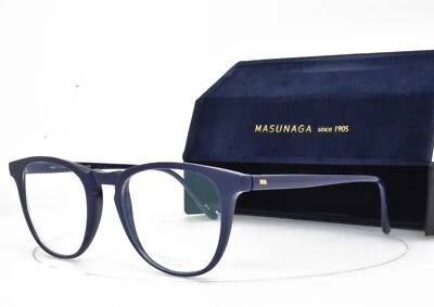MASUNAGA Eyeglasses Shiny Navy Blue Frame 08U #35 49-20-145 - Image 1 of 4