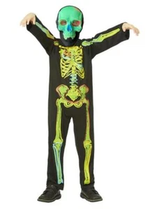 Disfraz de neón para niño que brilla en la oscuridad esqueleto Halloween elegante de fiesta - Imagen 1 de 6