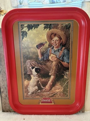  Coca-Cola Metal Tray “Barefoot Boy” By Norman Rockwell Vintage 1991  Pre-owned  - Image 1 of 4