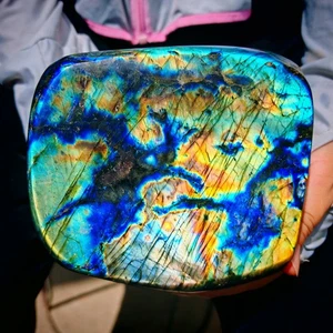 3,96 libbre TOP labradorite naturale cristallo di quarzo decorazione spectrolite guarigione - Foto 1 di 7