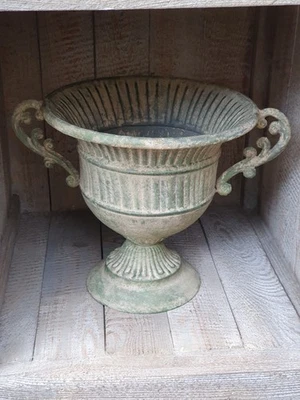 Amphore Pflanzpokal Blumentopf Pflanzgefäß H 27 cm Metall Landhausstil - Bild 1 von 2