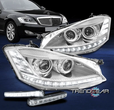 FOR 2007-2009 MERCEDES W221 S-CLASS HID LED CHROME PROJECTOR HEADLIGHT LAMP +DRL - Image 1 of 4