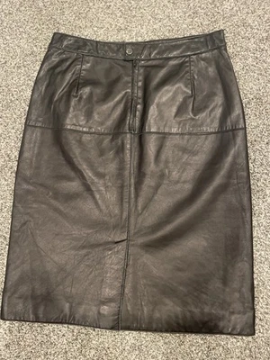 Falda lápiz Isaac Mizrahi para mujer 100 % cuero negro talla 6 forrada hasta la rodilla Foto 1 de 4
