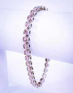Brazalete de tenis de plata de ley 925 de 6,75" circonita cúbica rosa circonita cúbica 15,7 g - Imagen 1 de 4