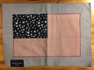 13” X 18” Cotton Striped Flag Placemat Americana Red White Blue - Picture 1 of 1