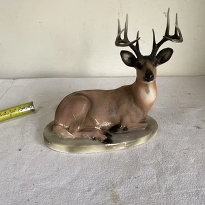 vintage chalkware Stag  Money Box Plaster Deer Money Bank - Foto 1 di 8