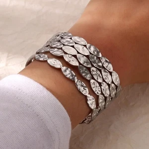 Damen Vintage Multi-Layer Armreif Edelstahl Oval Offen Geometrisch Schmuck - Bild 1 von 6