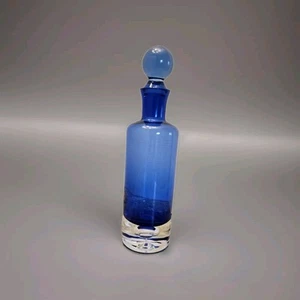 Kobaltblau Longdrink Karaffe mit Glasstopfen und Blase im Boden 10 Zoll - Bild 1 von 6