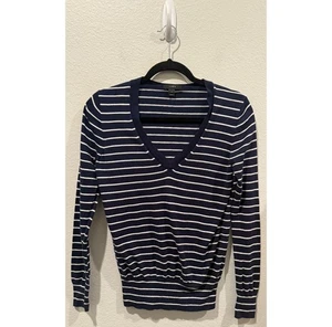 Sudadera J.CREW Azul Marino Blanco Cuello en V Manga Larga Talla S - Imagen 1 de 3