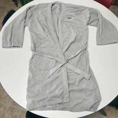 Albornoz Lacoste gris 100 % algodón de tela de rizo talla única para todos Foto 1 de 4
