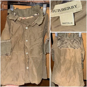 BURBERRY BABY DRESS AGE 9 MONTHS NOVA CHECK & Satin Ruffle Trim Button Front - Picture 1 of 11
