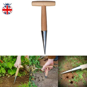 Hand Dibber Garden Tool Stainless Steel Sow Dibbler With Wood Handle Seed Dibber - Picture 1 of 12