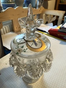 Antike Zuckerschale Glas Dose Antikglas - Bild 1 von 14