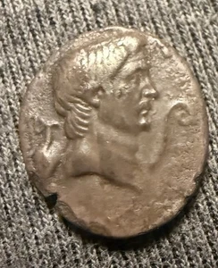Sextus Pompey 40BC Sicily Silver Denarius Pompey The Great Portrait 17.5mm 3.55g - Picture 1 of 2