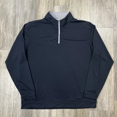 Pullover Peter Millar XXL Perth Performance 1/4 Cremallera Golf Sólido Negro Corona Logo Foto 1 de 4