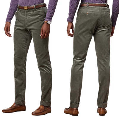 NUEVO SIN ETIQUETAS RALPH LAUREN Púrpura Etiqueta Hombres Pantalones 32 Verde A Mano Pantalón Pana A Medida Foto 1 de 4